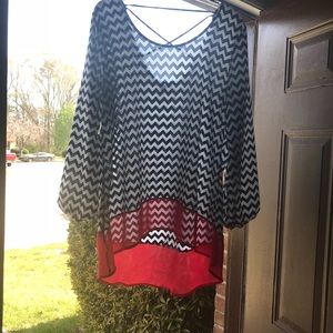 *Donating 3/11* Flowing, Sheer Tunic